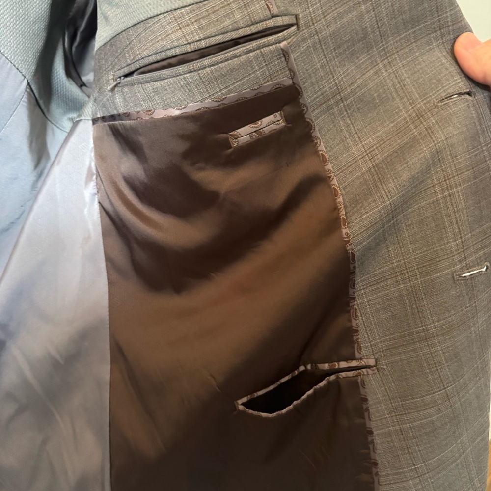 Joseph Abboud Gray Windowpane 2-Piece Suit | Size 54R Jacket, 49W Pants $85 - Picture 6 of 14